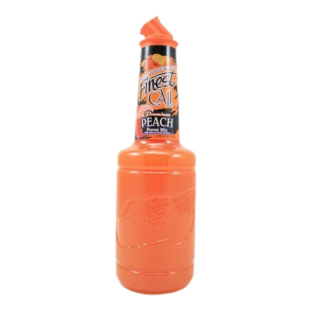 A bottle of Ciroc Peach flavoured vodka displayed against a plain white background with an orange foil wrapper at the top.