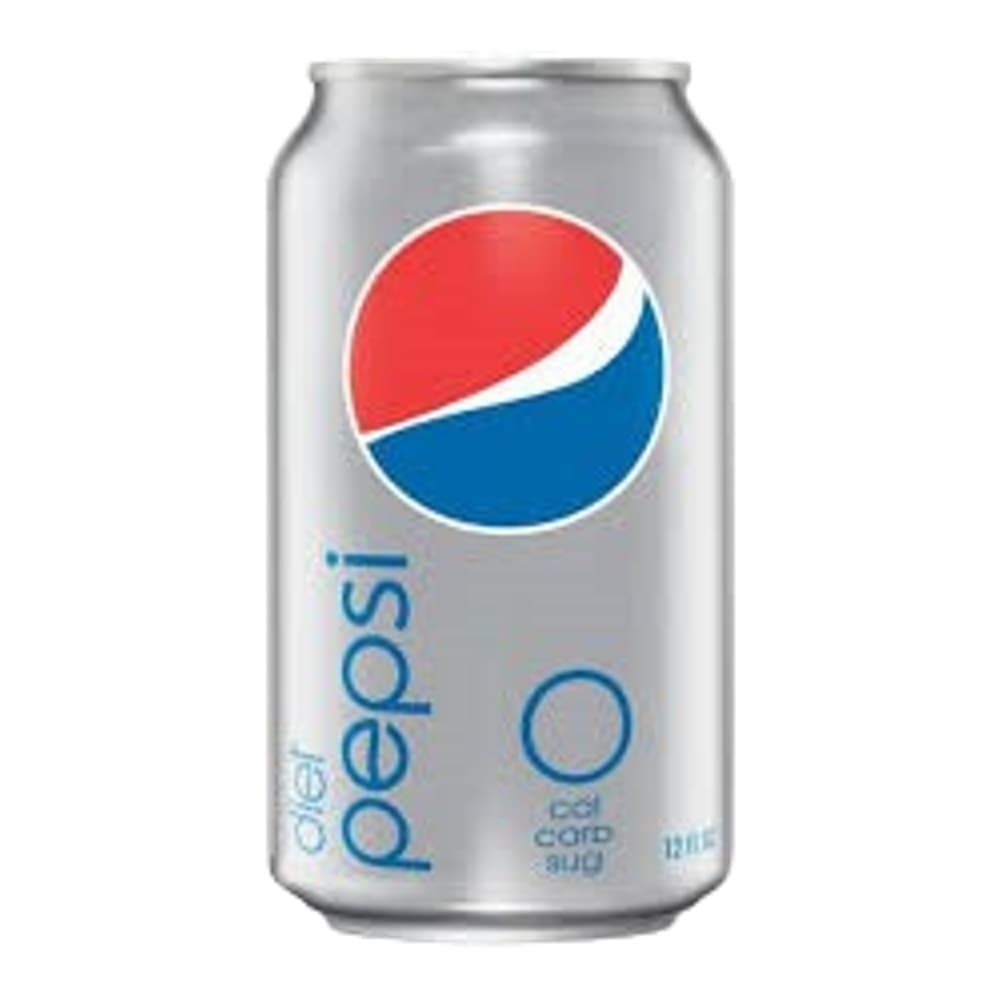 A silver aluminium can of Diet Pepsi featuring the iconic red and blue Pepsi logo on a white background.