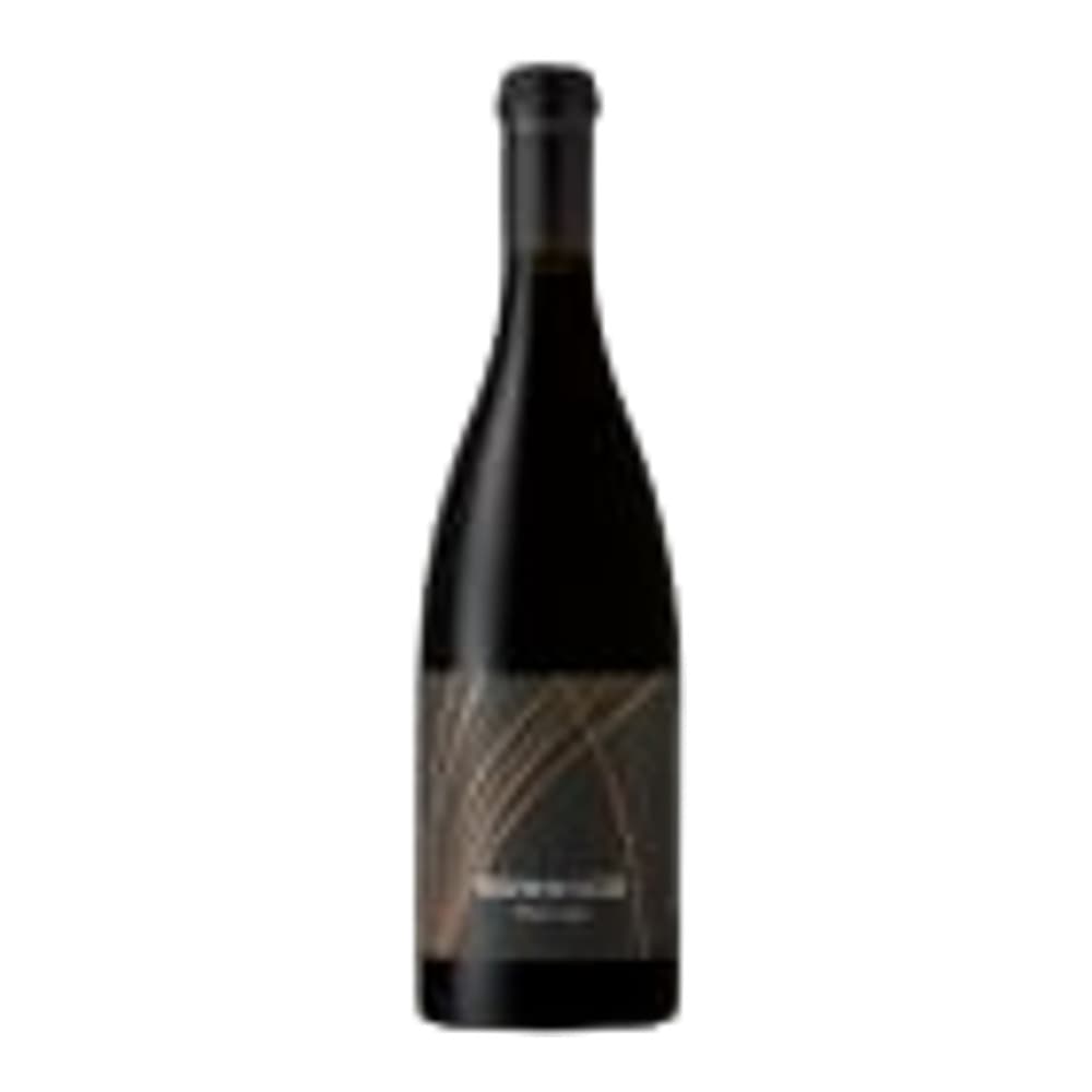 A dark wine bottle with a gold label on a white background, photographed as a product shot.