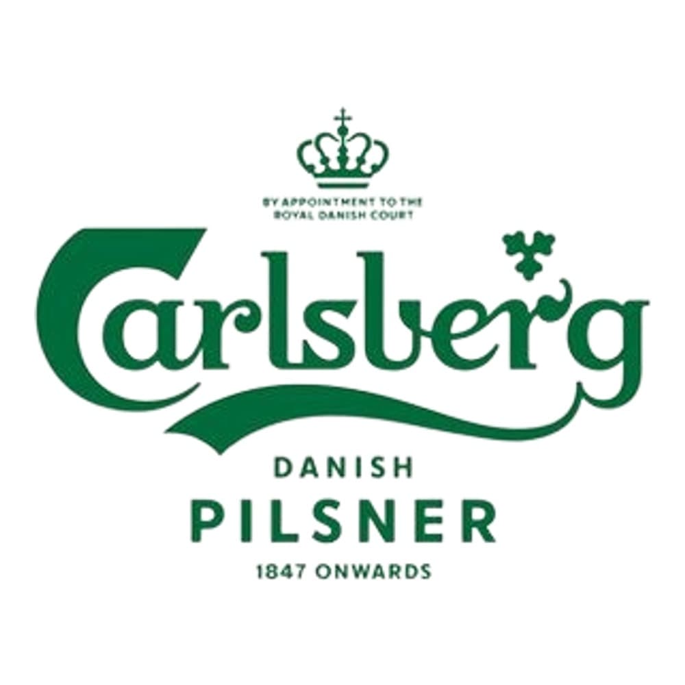 Carlsberg Danish Pilsner beer brand logo with crown emblem and 1847 onwards text on white background