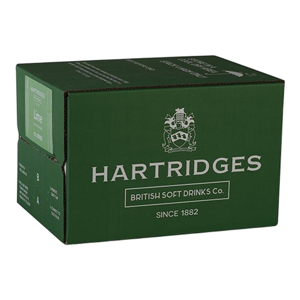 A green cardboard box for Hartridges British Soft Drinks Co., established since 1882, photographed against a plain white background.