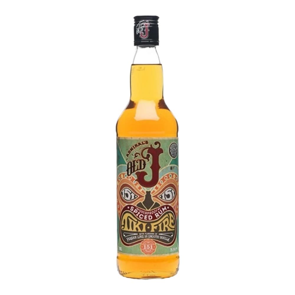 A bottle of Appleton Estate J Wray and Nephew Spiced Rum against a white background, featuring a dark label with ornate design and golden-amber coloured liquid.