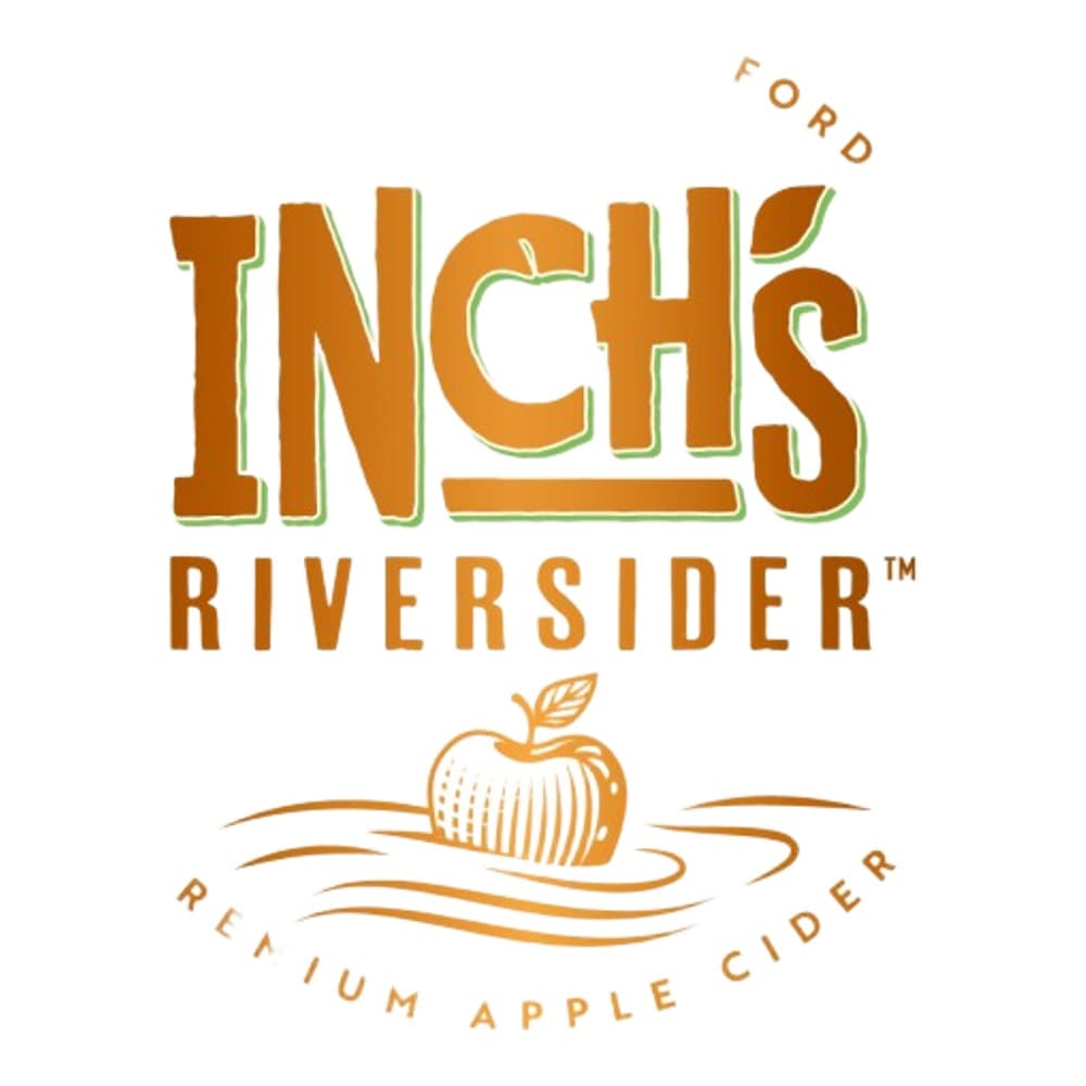 Inch's Riversider brand logo featuring orange text and an apple illustration on a cream background
