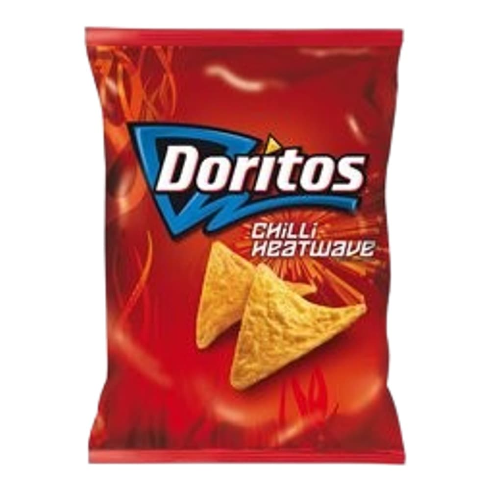 A red packet of Doritos Flamin' Hot Nacho tortilla crisps displayed against a plain background.