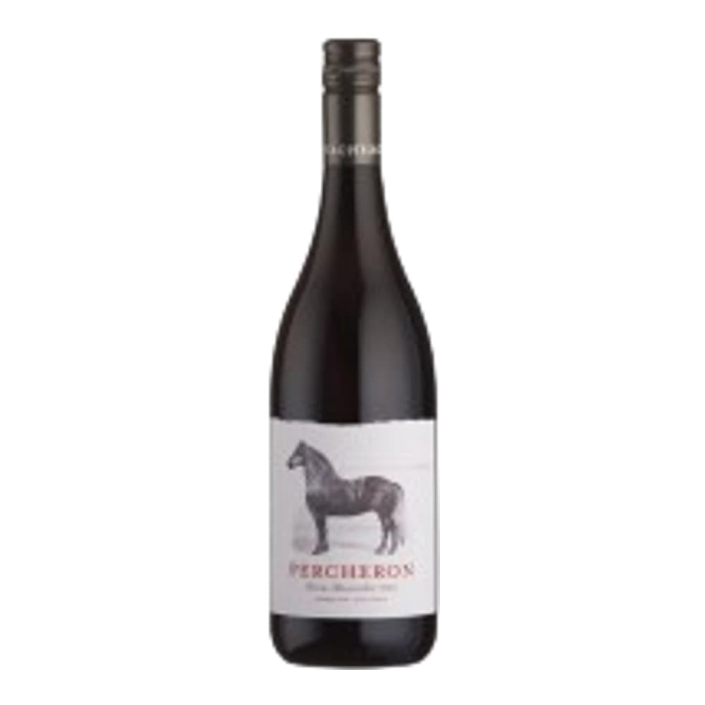 A bottle of Marrenon Pinot Noir red wine displayed against a white background, featuring a cream label with a horse illustration.