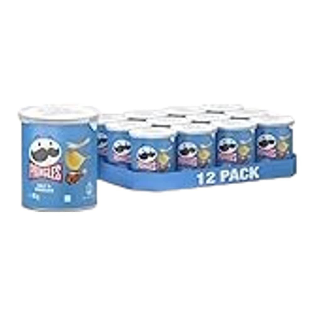 A 12-pack box of Lay's Poppables potato snacks featuring individual cans arranged in a display carton against a white background.