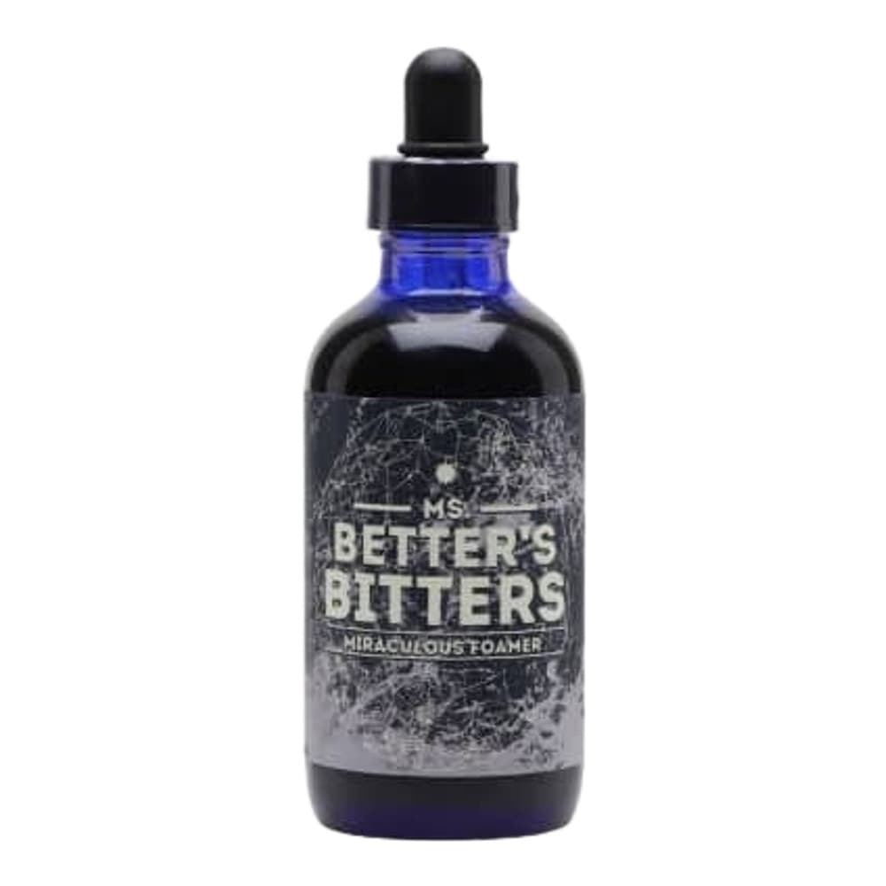 A dark glass bottle of Bitters with a black dropper cap and textured label against a white background.
