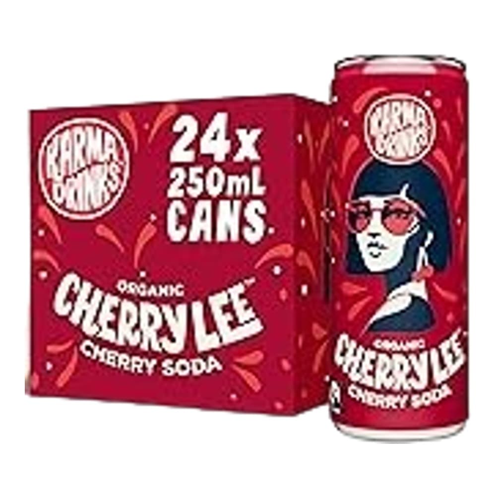 Pack shot of Sanzo Cherry Lychee flavoured drink showing 24 cans of 250ml each in red packaging with product imagery and branding displayed against a white background.