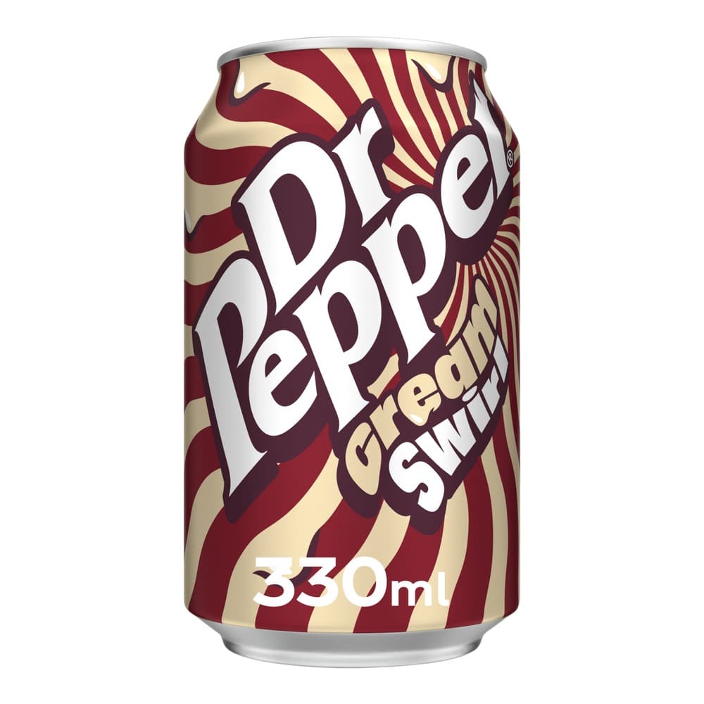 A 330ml can of Desperados beer featuring red and cream striped design with the brand name and 'Golden Swing' text prominently displayed.