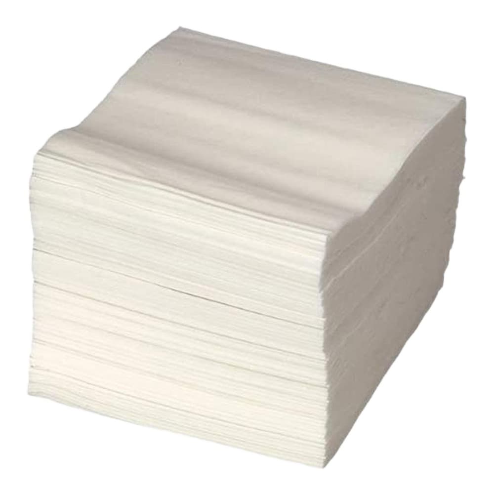 A cube-shaped stack of white printer paper or napkins, photographed against a plain white background.