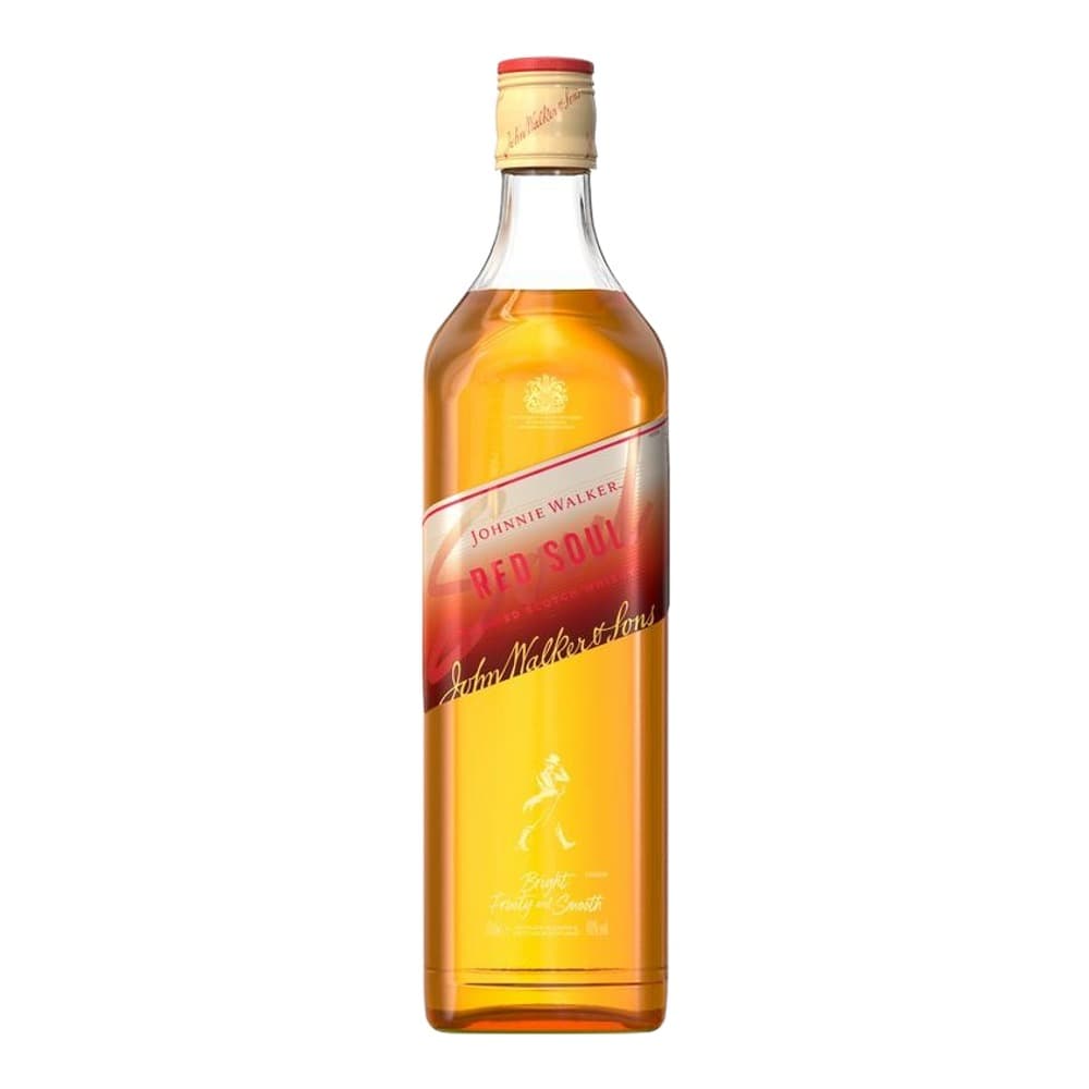 A bottle of Johnnie Walker Red Label whisky with a gold and red label, shown against a plain white background.